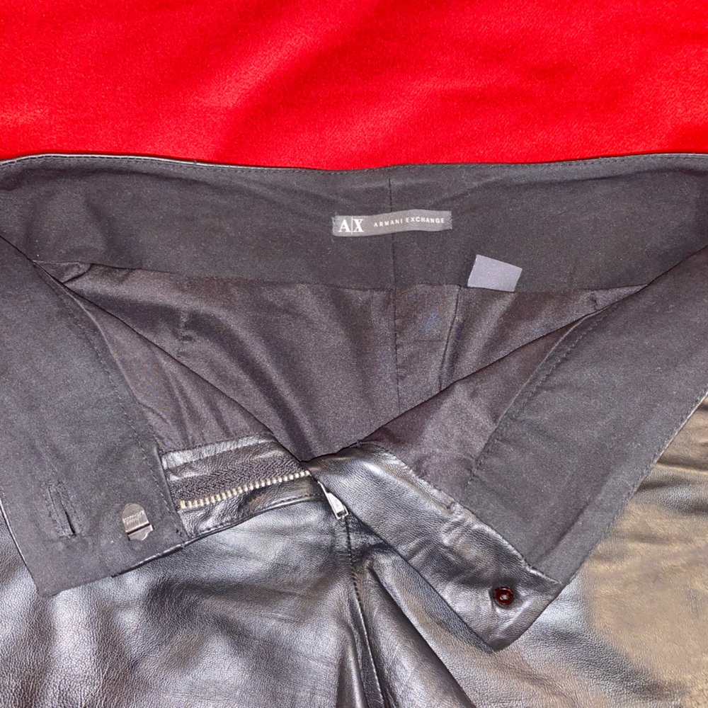 Armani Exchange 100% Lamb Leather Shorts, size 0, color black - Picture 7 of 12